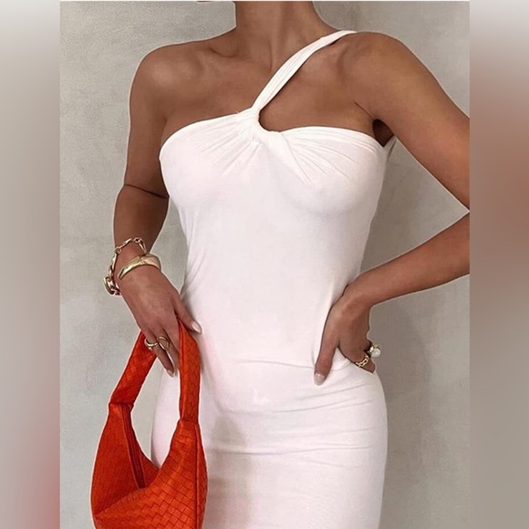 COPY - Women's Backless One Shoulder Maxi Dress Sexy Sleeveless Bodycon Draped … - Picture 2 of 4
